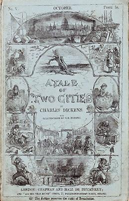 The cover of the serial "A Tale of Two Cities" by Charles Dickens. Vol. V, 1859. (Public Domain)