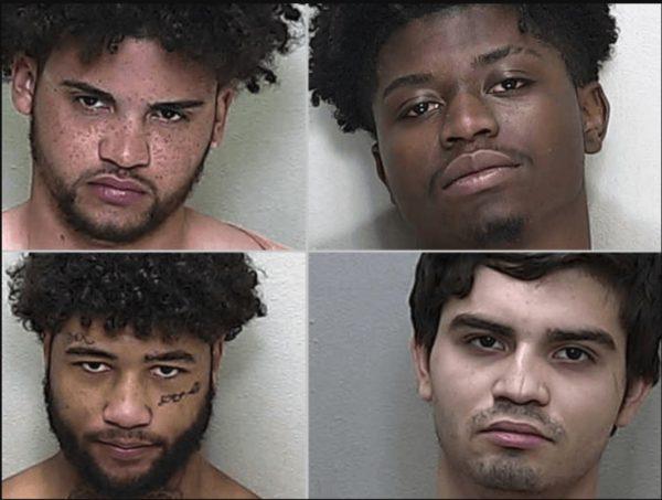 Top row L-R: Keith Jackson Jr. and Nigel Doyle, both killed in a gunfight with an armed Marion County homeowner on July 10, 2019. Bottom row L-R: Robert Hamilton and Seth Rodriguez, who were arrested. (Marion County Sheriff's Office)