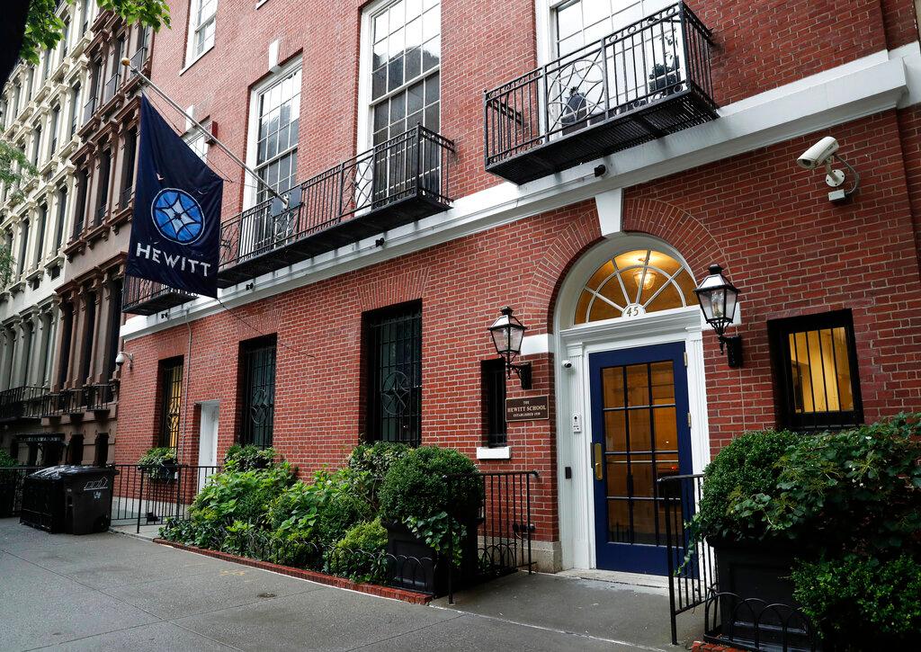 This July 11, 2019, photo, shows the Hewitt School, an all-girls' school located blocks from Financier Jeffrey Epstein's Upper East Side mansion in New York. (Kathy Willens/AP Photo)
