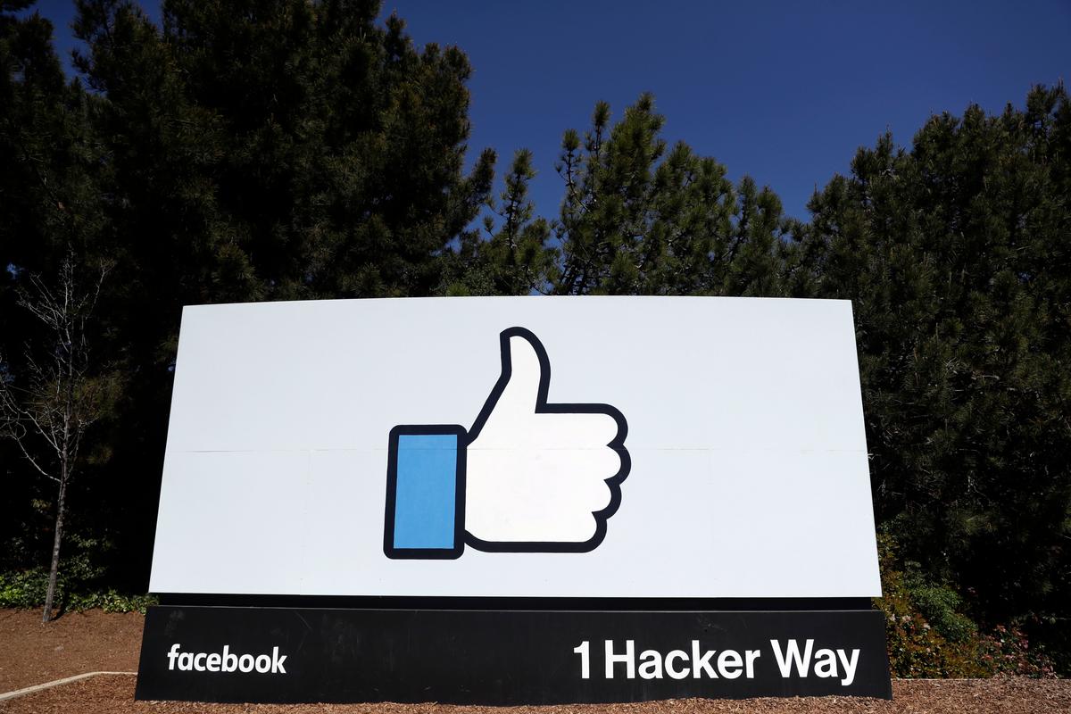Facebook logo at the company's headquarters in Menlo Park, Calif. on March 28, 2018. (AP Photo/Marcio Jose Sanchez, File)