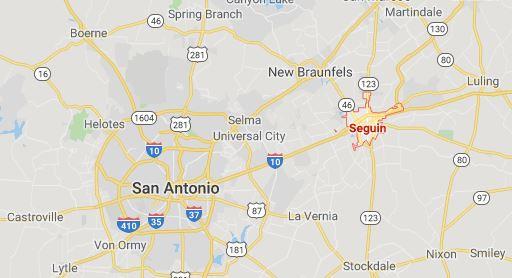 Seguin is just outside of San Antonio. (Google Maps)
