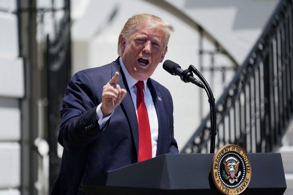President Donald Trump takes questions from reporters during his 'Made In America' product showcase at the White House in Washington on July 15, 2019. (Chip Somodevilla/Getty Images)