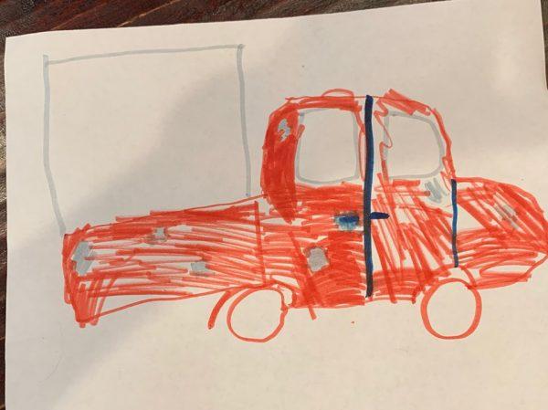 The drawing of a porch pirate's truck by a 9-year-old witness. (Springville Police Department)