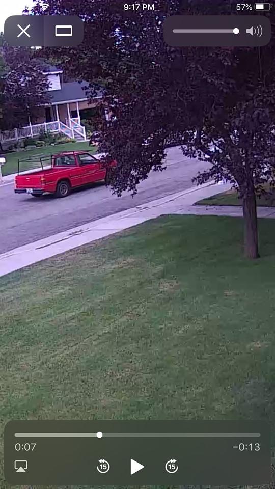 A video still of a suspected porch pirate's truck. (Springville Police Department)