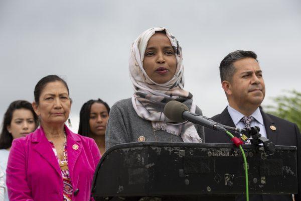 Rep. Ilhan Omar (D-Minn.) speaks at a press conference in Washington on June 19, 2019. (Stefani Reynolds/Getty Images)