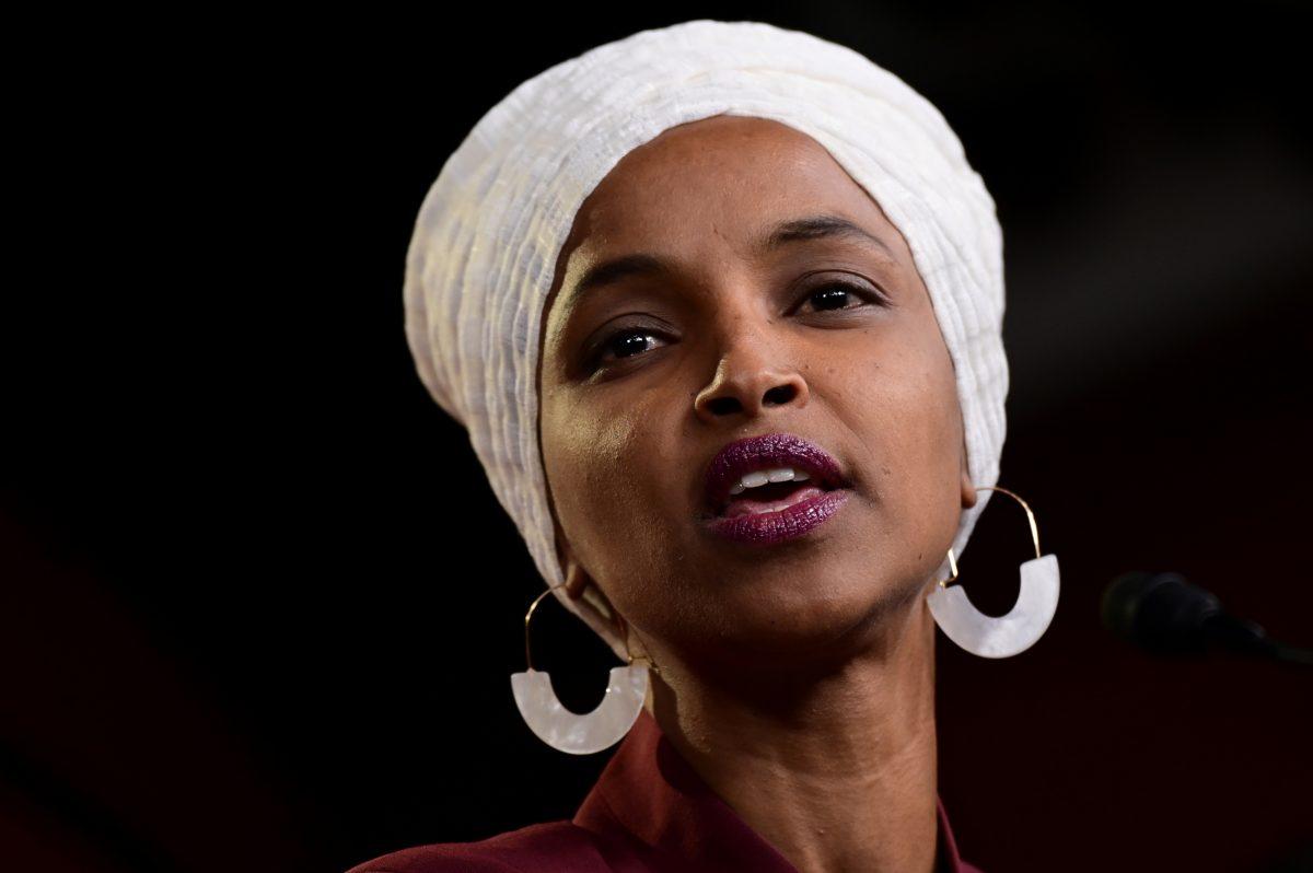 U.S. Rep Ilhan Omar (D-MN) speaks at a news conference in Washington on July 15, 2019. (Erin Scott/Reuters)