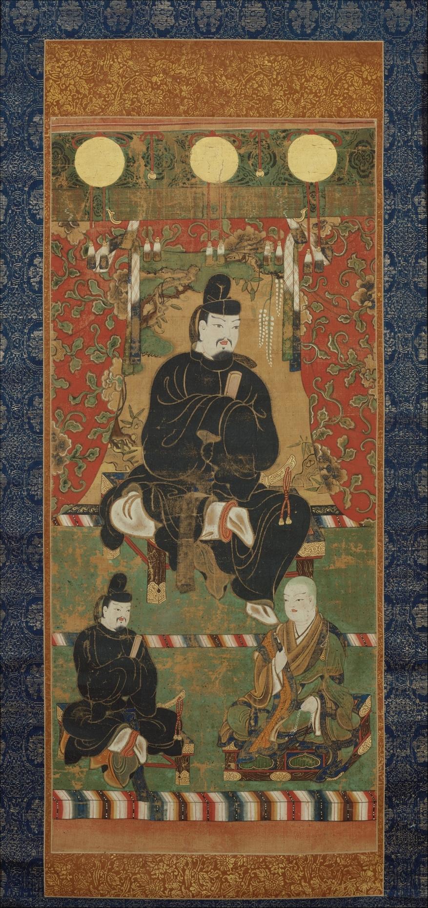 “Fujiwara no Kamatari as a Shinto Deity,” Nanbokucho period (1336–92), after 1350. Fujiwara no Kamatari (614–699) is one of several historical figures deified in the religious tradition of Shinto. An important statesman and courtier, he founded the powerful Fujiwara clan that dominated Japanese court life from the 10th through the 12th century. Purchase, bequests of Edward C. Moore and Bruce Webster, by exchange, and gifts of Mrs. George A. Crocker and David Murray, by exchange, 1985. (The Metropolitan Museum of Art)