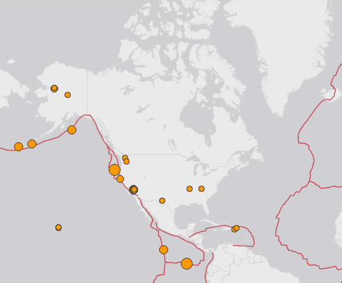 Epicentres of low-intensity Earthquakes that happened on July 17 and July 18, 2019. (USGS)