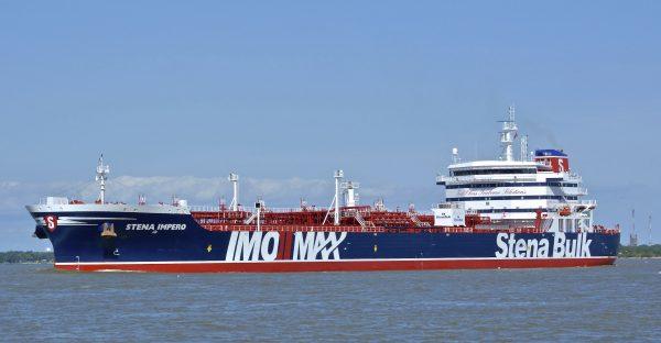 The British oil tanker Stena Imperio at unknown location on May 5, 2019. (Basil M. Karatzas, Karatzas Images via AP)