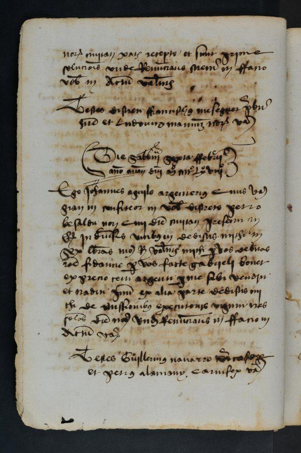 Archival document recording partial payment on account to Bermejo for the "Saint Michael Triumphant Over the Devil With the Donor Antoni Joan," dated Feb. 5, 1468. Manuscript, 9 1/4 inches by 6 11/16 inches by 3 1/8 inches. (Real Colegio Seminario de Corpus Christi, Valencia)