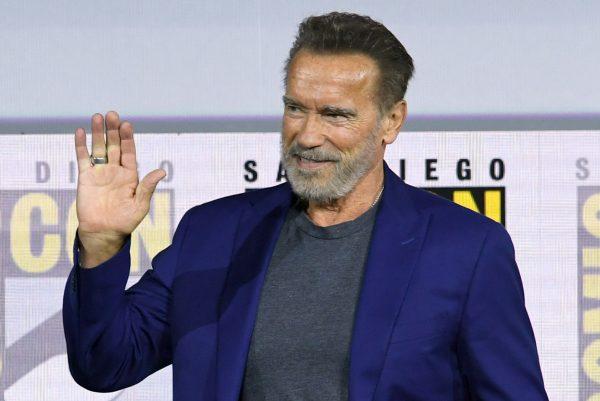 Arnold Schwarzenegger speaks at the "Terminator: Dark Fate" panel during 2019 Comic-Con International in San Diego, Calif., on July 18, 2019. (Kevin Winter/Getty Images)