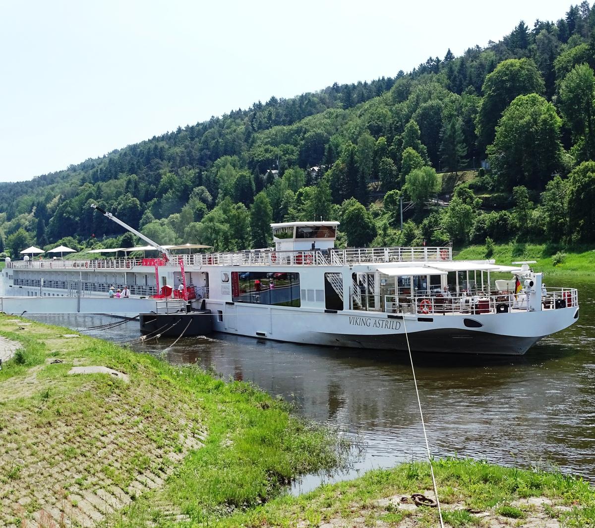 The Viking Astrild is docked along the Elbe River. (John M. Smith)