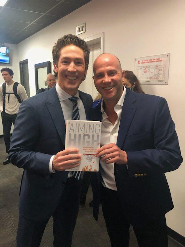 Darren Prince (L) with Joel Osteen on the day Prince's book was released. (Courtesy of Darren Prince)