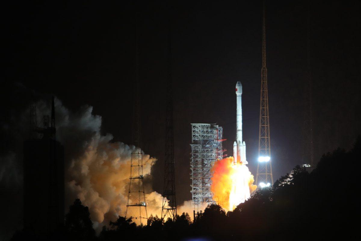 A Long March-3B carrier rocket carrying the 24th and 25th Beidou navigation satellites takes off from the Xichang Satellite Launch Center in Xichang, China, on Nov. 5, 2017. (Wang Yulei/China News Service/VCG via Getty Images)