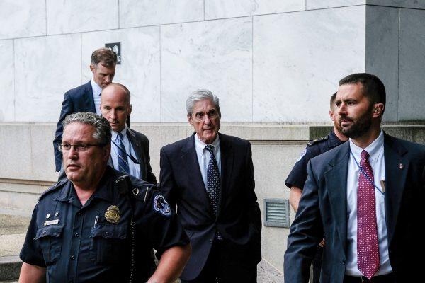 Former Special Counsel Robert Mueller leaving after testifying to the House Judiciary Committee about his report on Russian interference in the 2016 presidential election on Capitol Hill in Washington on July 24, 2019. (Alex Wroblewski/Getty Images)