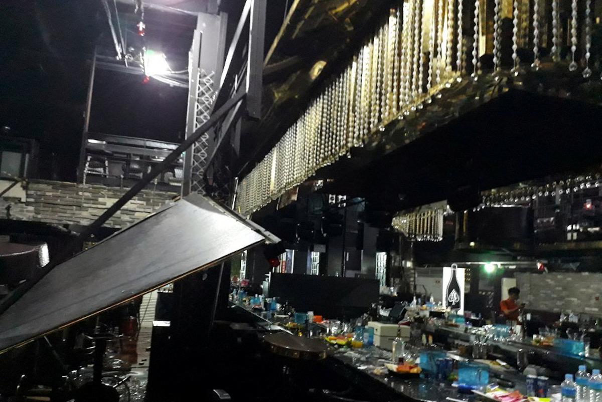 The collapsed structure of a nightclub where several athletes competing at the World Aquatics Championships were dancing is pictured in Gwangju, South Korea, July 27, 2019. (Yonhap via Reuters)