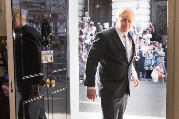 New Prime Minister Boris Johnson arrives in 10 Downing Street in London on July 24, 2019. (Stefan Rousseau - WPA Pool/Getty Images)