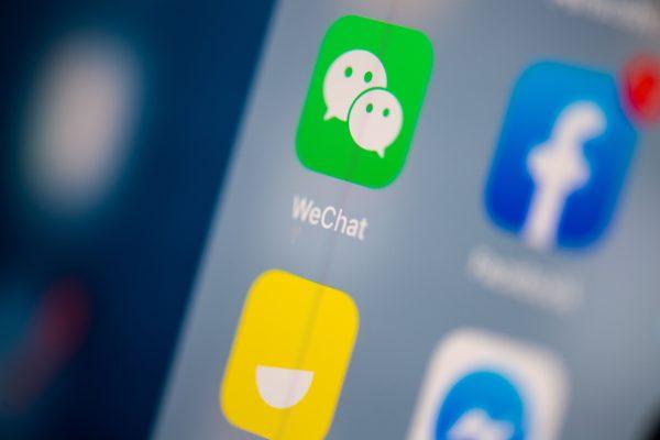 The logo of the Chinese instant messaging application WeChat on the screen of a tablet, on July 24, 2019. (Martin Bureau/AFP/Getty Images)
