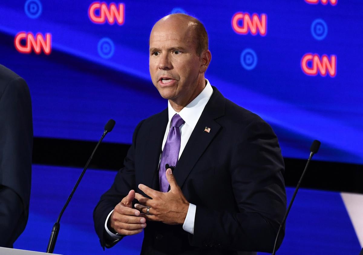 Democratic presidential hopeful and former U.S. Representative for Maryland's 6th congressional district, John Delaney, at the Democratic Presidential debate in Detroit, Michigan, on July 30, 2019. (Brendan Smialowski/AFP/Getty Images)