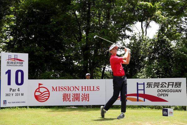 Joey Lane plays off the 10th tee on Saturday July 27,2019 on his way to winning the Dongguan Open, his first professional win. (PGA TOUR Series-China / Zhuang Liu)