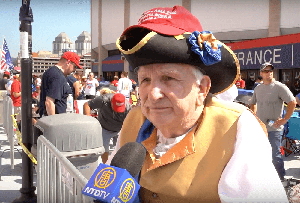 Paul Johnson, a Trump supporter talks to The Epoch Times' affiliate, NTDTV outside the U.S. Bank Arena, at Cincinnati, Ohio on Aug. 1. (NTDTV)
