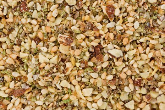 Dukkah is traditionally made with a variety of toasted nuts, seeds, and spices ground in a mortar and pestle. (Shutterstock)