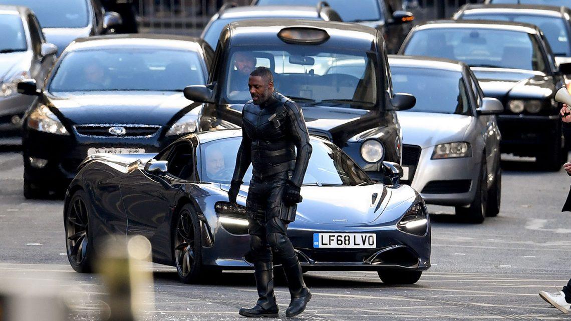 Idris Elba as a sort of black Robocop in “Fast & Furious Presents: Hobbs & Shaw.”(Daniel Smith/Universal Pictures)