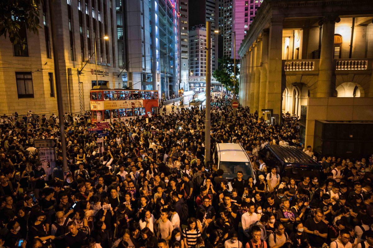 Demonstrators gather during a rally organized by civil servants at Chater Garden in the Central district in Hong Kong, on Aug, 02, 2019. (Billy H.C. Kwok/Getty Images)