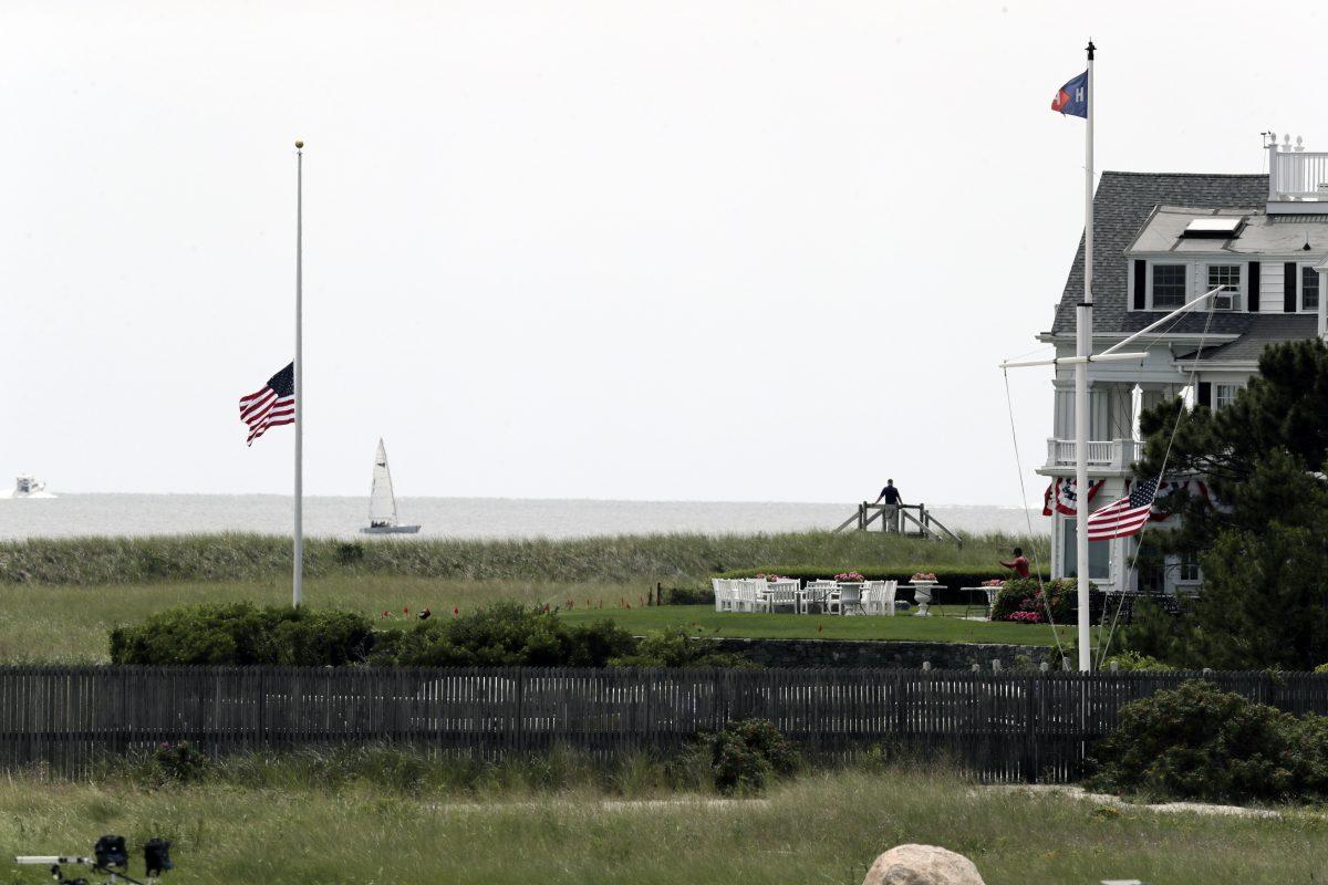 A flag flies at half-staff at the Kennedy Compound in Hyannis Port, Mass. on Aug. 2, 2019. (Charles Krupa/AP Photo)