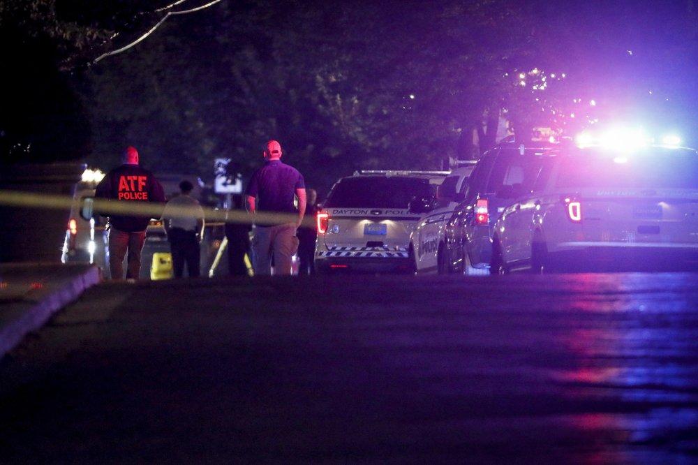 Authorities work at the scene of a mass shooting, Aug. 4, 2019, in Dayton, Ohio. (AP Photo/John Minchillo)