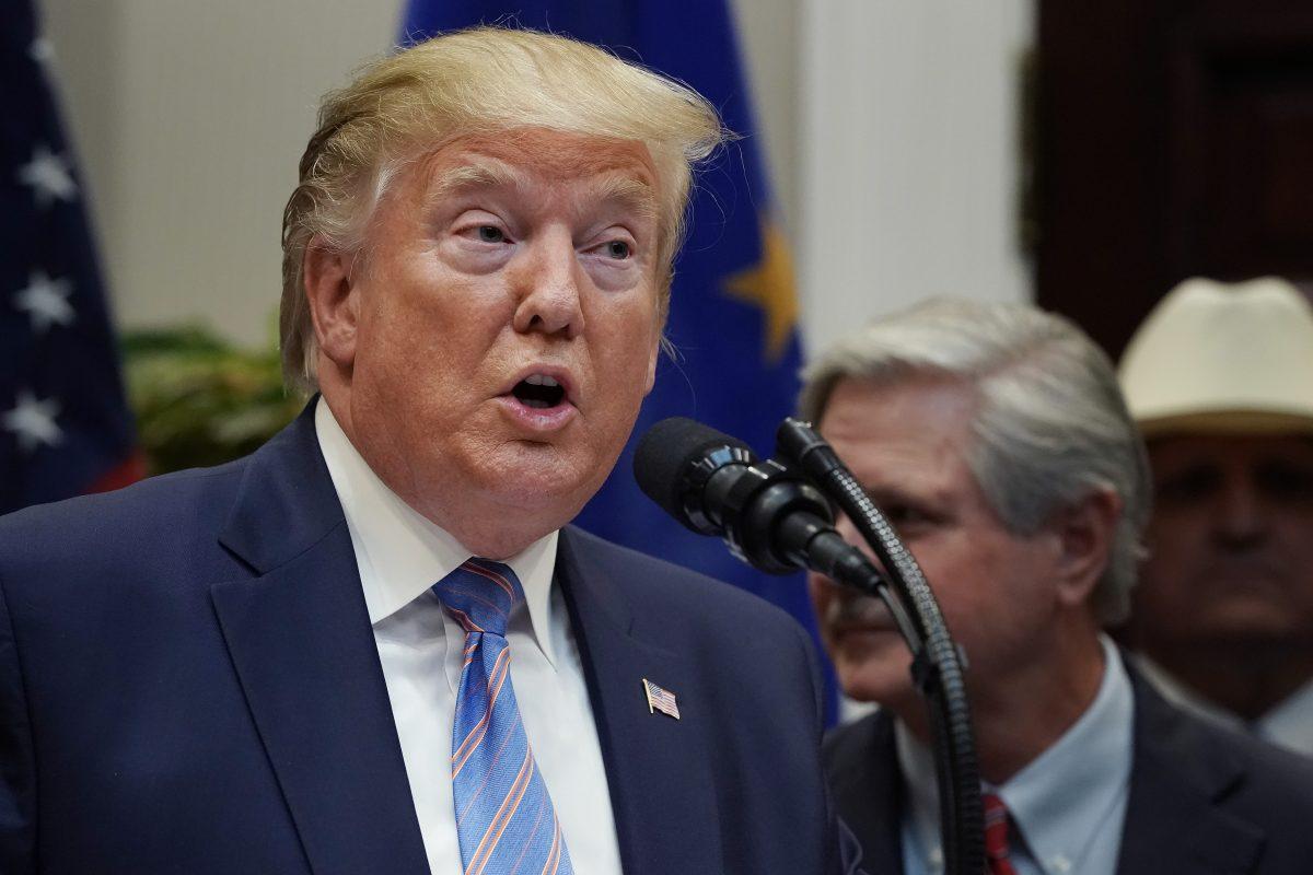 President Donald Trump delivers remarks about a trade deal with the European Union in the Roosevelt Room at the White House on Aug. 02, 2019 in Washington, DC. (Photo by Chip Somodevilla/Getty Images)