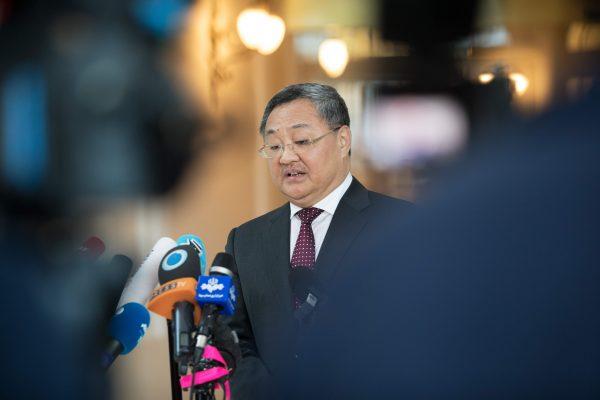 Fu Cong, director of the Chinese foreign ministry's Arms Control Department, speaks to the media at the Palais Coburg in Vienna, Austria, on July 28, 2019. (Alex Halada/AFP/Getty Images)