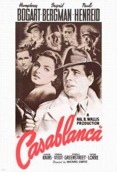 A poster for the 1942 movie "Casablanca," starring Humphrey Bogart and Ingrid Bergman. (Public domain)