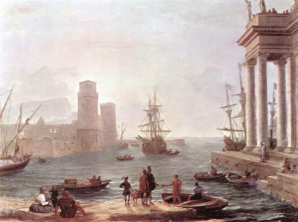 “Port Scene With the Departure of Odysseus From the Land of the Phaeacians," 1646, Claude Lorrain. Oil on canvas. Louvre. (Public Domain)