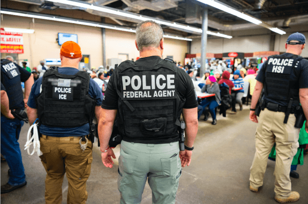 ICE conducts a worksite enforcement operation in Canton, Miss., on Aug. 7, 2019. (ICE)