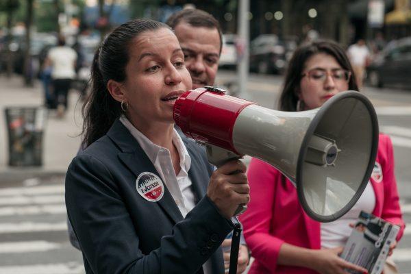 Public defender Tiffany Caban in Jackson Heights, Queens hours before polls closed for the borough's Democratic primary election in the Queens borough of New York City on June 25, 2019. (Scott Heins/Getty Images)