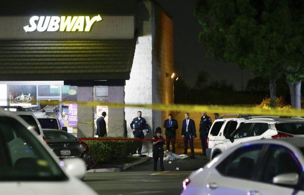 Police work the scene of a stabbing in Santa Ana, Calif., on Aug. 7, 2019. (Alex Gallardo/AP Photo)
