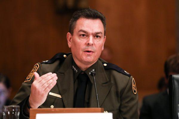 Rodolfo Karisch, chief Border Patrol agent for the Rio Grande Valley sector, at a Senate Homeland Security hearing in Washington on April 9, 2019. (Charlotte Cuthbertson/The Epoch Times)