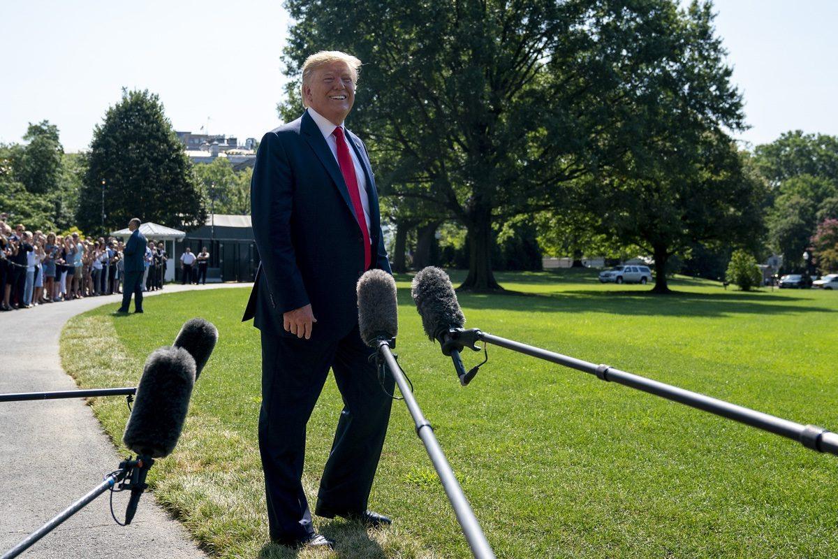 President Donald Trump departing from the White House in Washington on Aug. 9, 2019. (Tasos Katopodis/Getty Images)