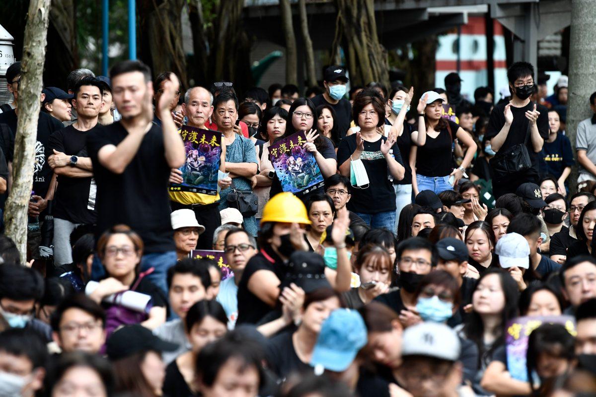 People attend a protest in the Western district of Hong Kong on Aug. 4, 2019. (Anthony Wallace/AFP/Getty Images)