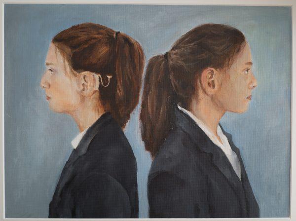 "Me and My Sister," by Annie King, age 15. Acrylic on board. (Courtesy of Annie King)