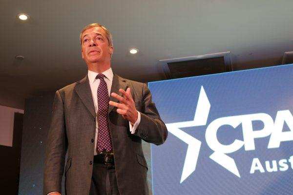Nigel Farage speaks at the CPAC Australia conference in Sydney, Australia, on Aug. 10, 2019. (The Epoch Times)