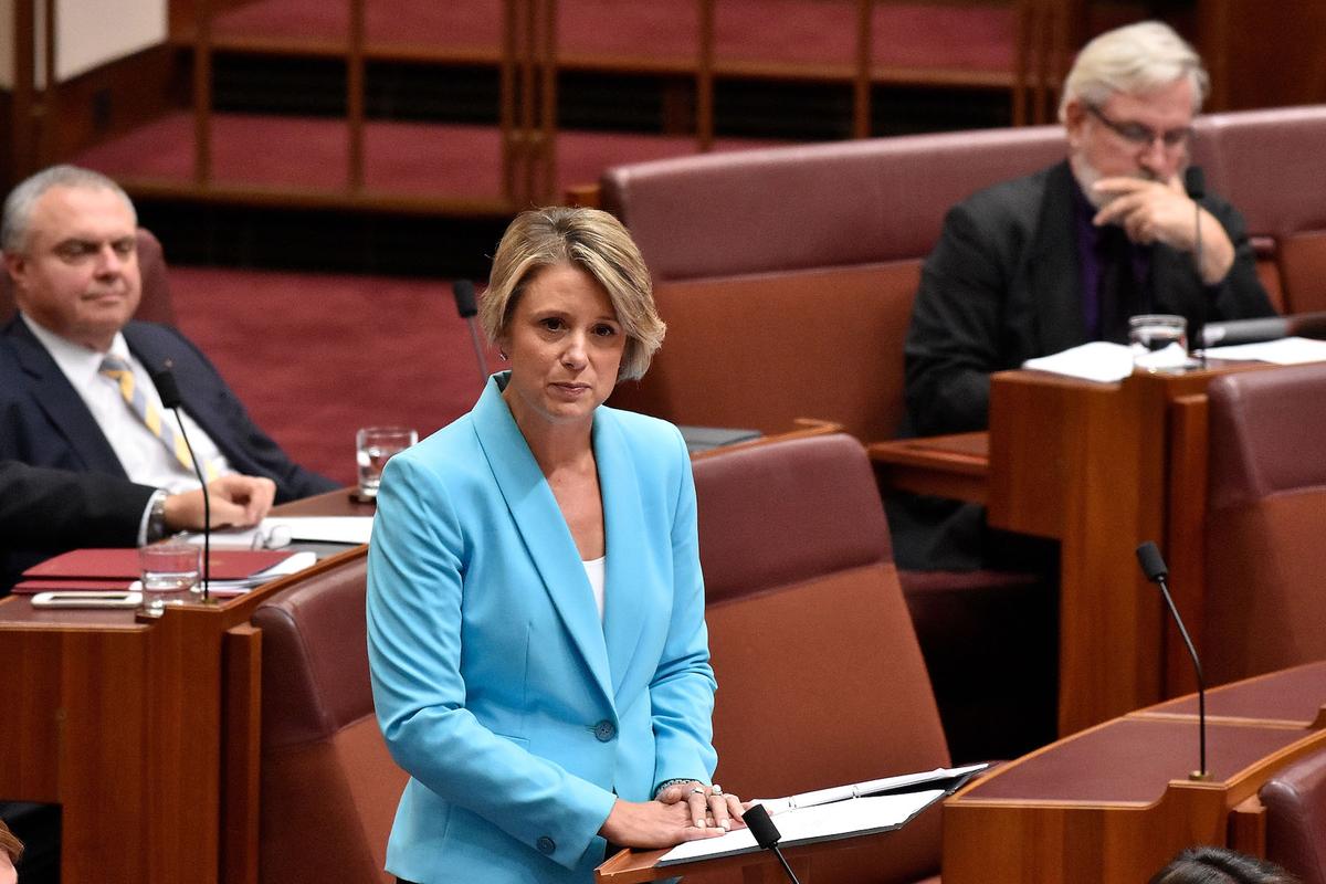 Labor Senator for NSW Kristina Keneally delivers her first speech in the Australian Senate on March 27, 2018 in Canberra, Australia. The former NSW Premier was sworn in as a senator in February 2018, filling the vacancy left after Sam Dastyari resigned from parliament. (Michael Masters/Getty Images)