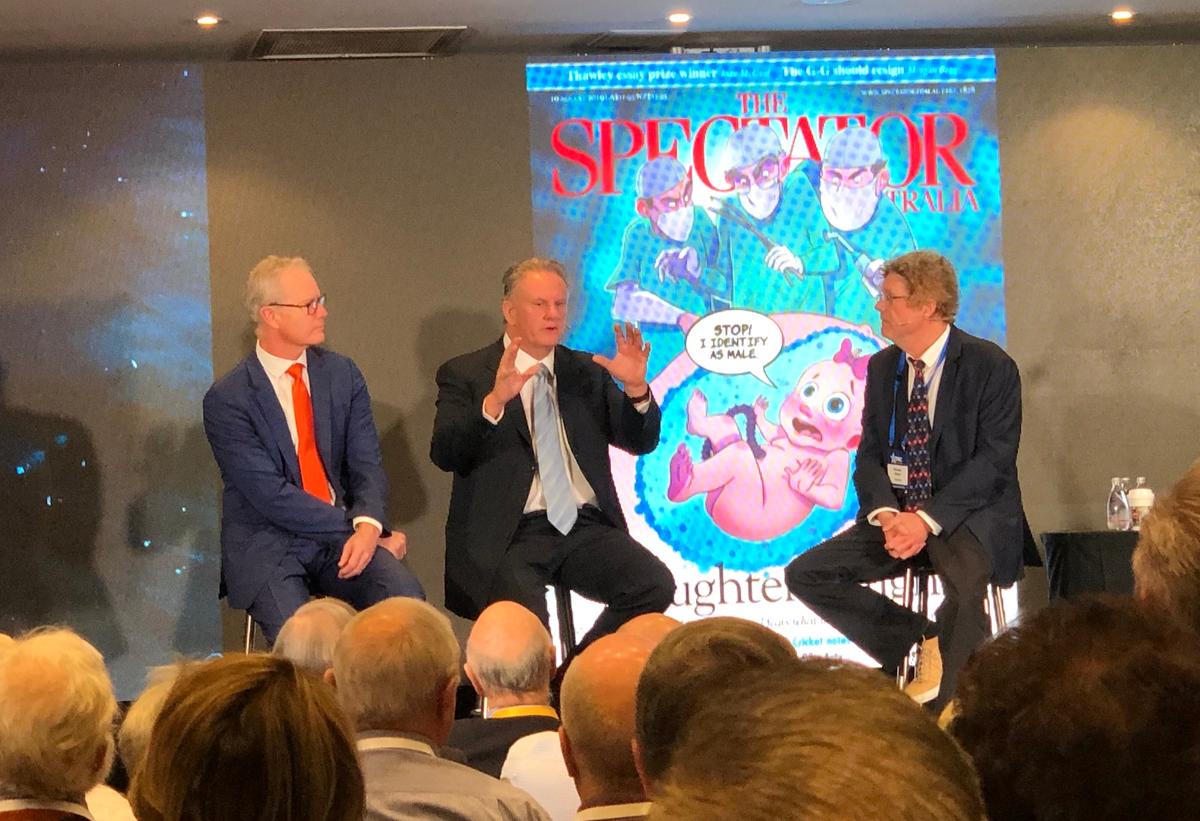 Ross Cameron (L), Mark Latham (C) and Rowan Dean (R) at CPAC Australia conference in Sydney, Australia on Aug. 9, 2019. (The Epoch Times)