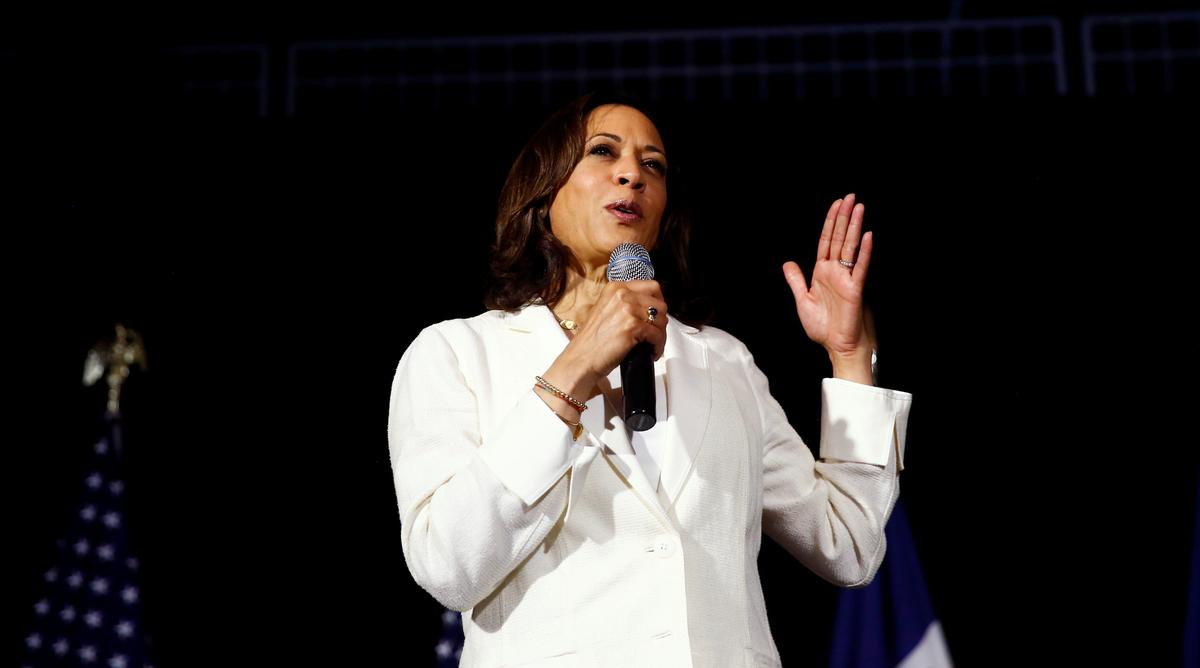 Democratic presidential candidate and Sen. Kamala Harris (D-Calif.) attends a health care roundtable at the Loft at the First United Methodist Church in Burlington, Iowa, Aug. 12, 2019. (Eric Thayer/Reuters)