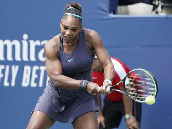 Serena Williams hits a ball to Bianca Andreescu during the Rogers Cup tennis tournament at Aviva Centre in Toronto, Canda, on Aug. 11, 2019. (John E. Sokolowski-USA TODAY Sports)