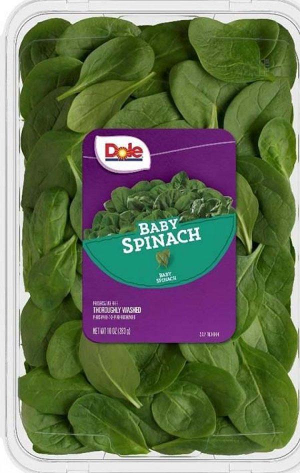 Dole Baby Spinach bags and clamshells were recalled due to the detection of salmonella in a sample. (Food and Drug Administration)
