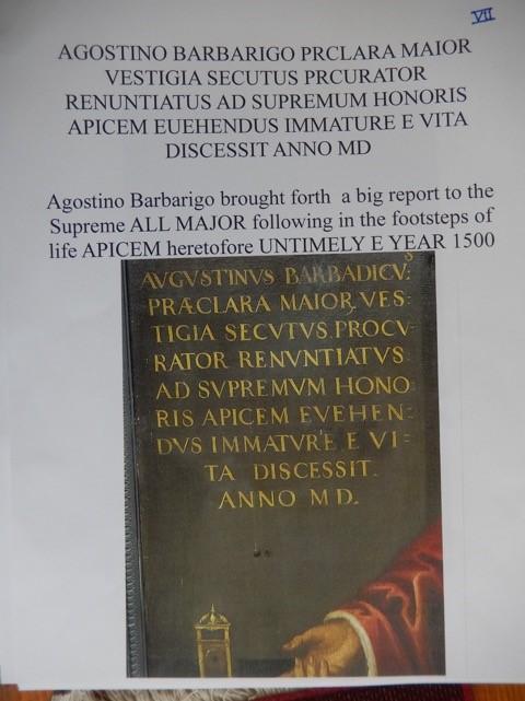 Rough translation of the Latin text on the Barbarigo portrait. (Courtesy of Heinz Nitschke)