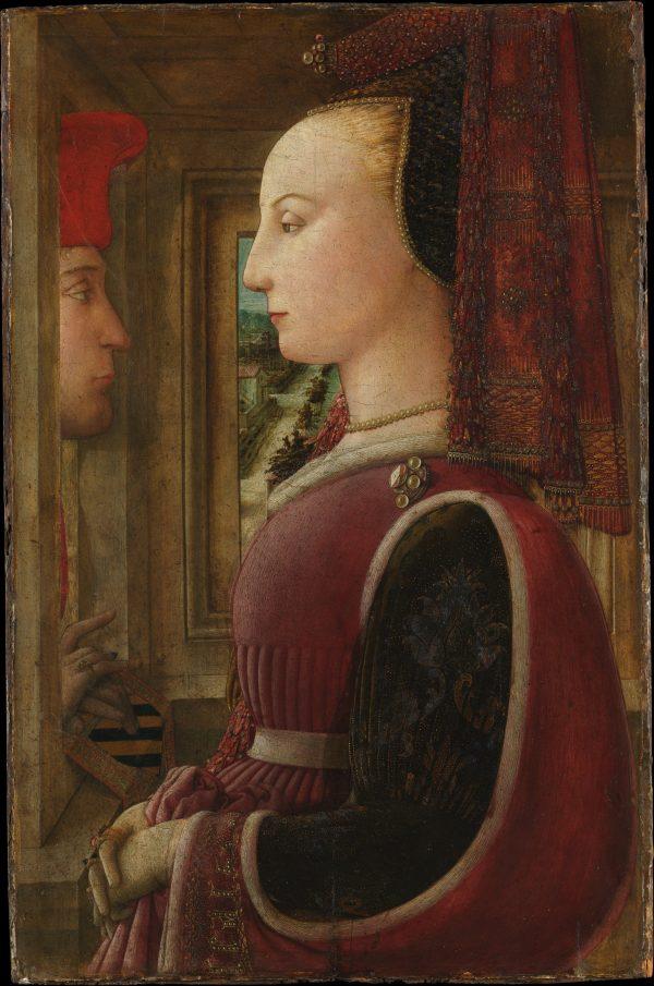 "Portrait of a Woman with a Man at a Casement," circa 1440, by Fra Filippo Lippi (circa 1406–1469). Tempera on wood; 25 1/4 inches by 16 1/2 inches. Marquan Collection, gift of Henry G. Marquand. The Metropolitan Museum of Art, New York. (Public Domain)