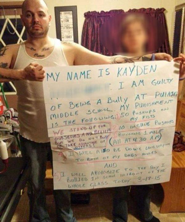 A Facebook photo shows the father's note for the boy, whose face was blurred. (Facebook)